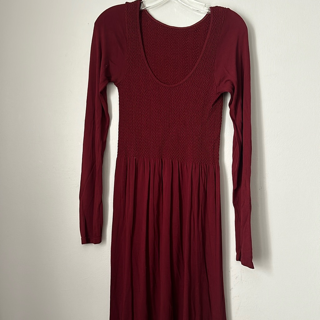 Elietian Long Sleeve Maroon Stretchy Dress One Size Fits Most